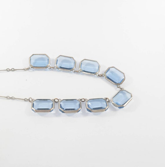 Early art deco faceted blue glass open back link … - image 4