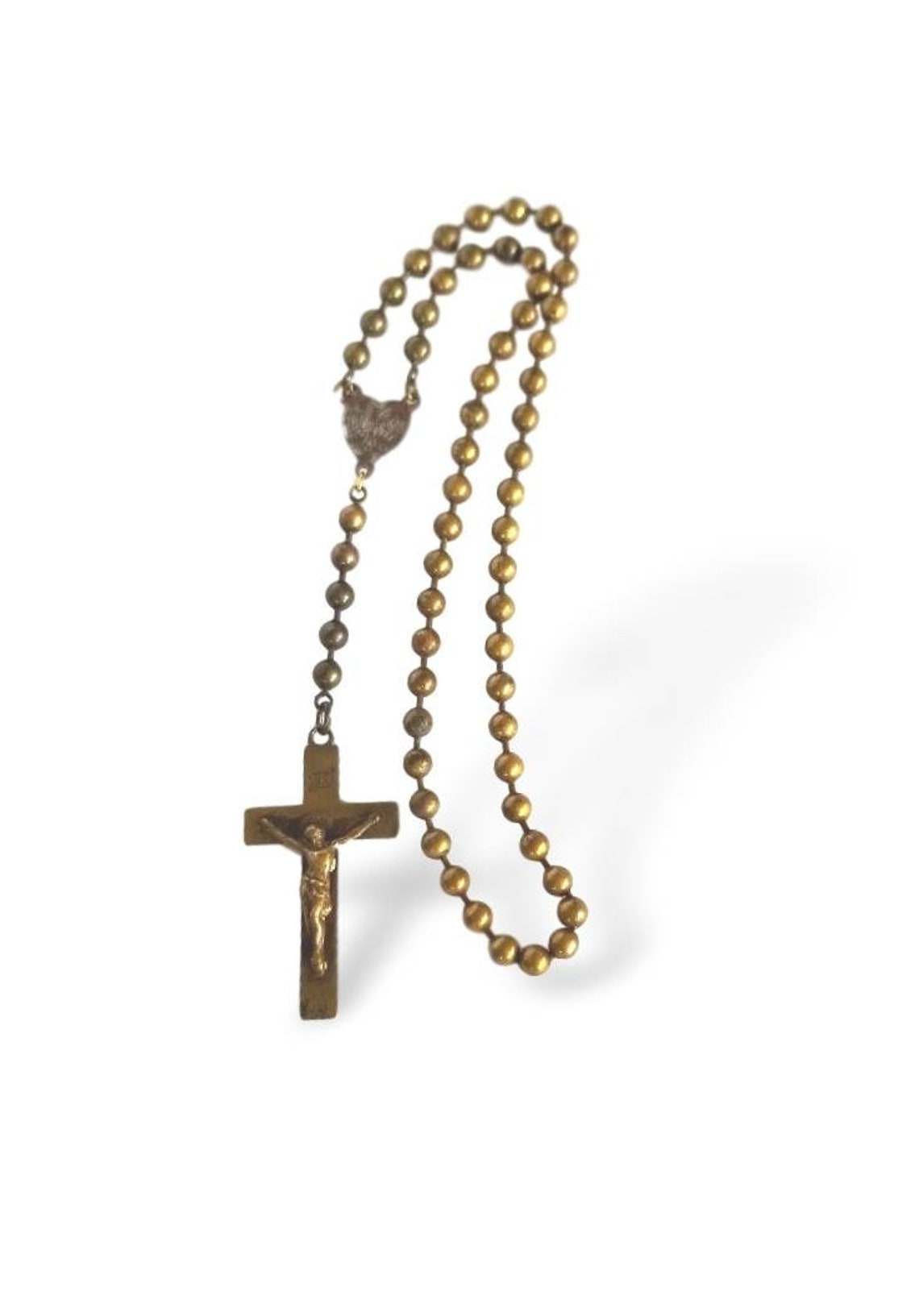 WWI military rosary antique pull chain military rosary Etsy