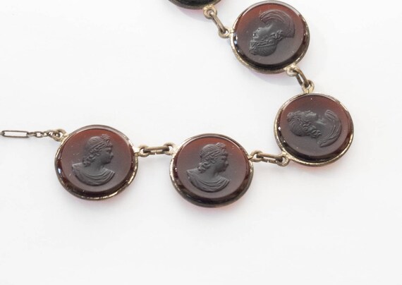 Rare art deco cameo necklace 1920s art deco red i… - image 7