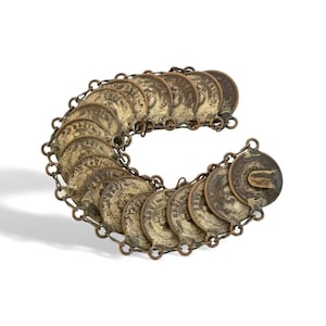 Mid-century Mexican coin bracelet vintage souvenir coin bracelet Mexicanos Centavos gift for traveler, gift for collectors gift for her
