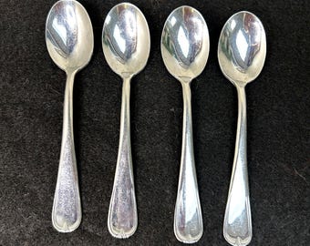 Vintage Flatware Benedict Chrome Spoons 4 Tea Spoons Silver Plate 5 Inches