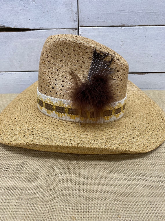 Hush Puppies Woven Straw Cowboy Hat Costume Gem