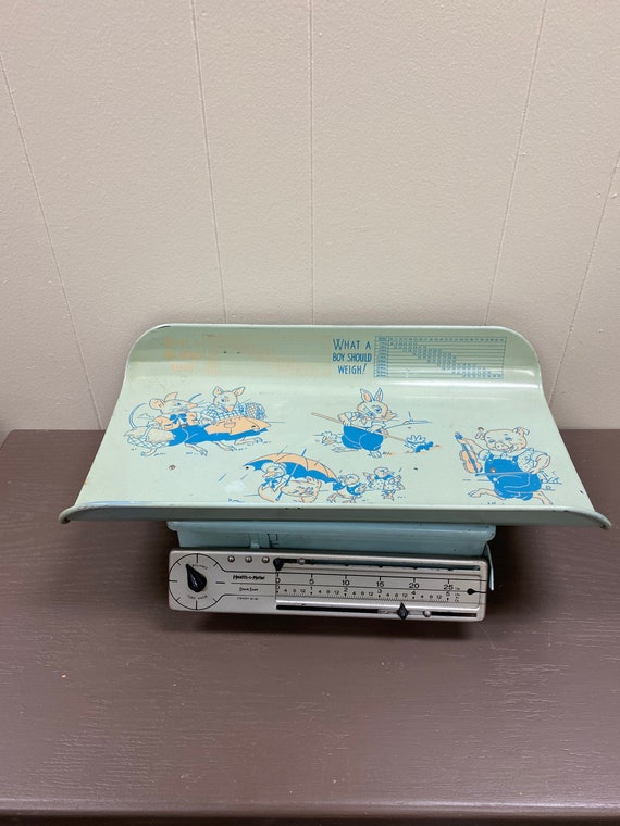 Vintage Baby Scale Health o meter Stork Scale 30lb Cute Graphics