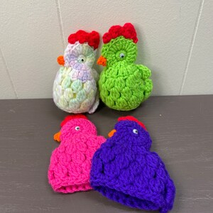 Lot of 4 Grannies Knitted Easter Egg Hens