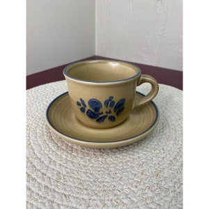 Pfaltzgraff Folk Art Design Cup and Saucer Coffee Mug Tea Cup #100