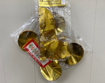 Vintage Gold Foil Hanging Christmas Decorations Japan NIP