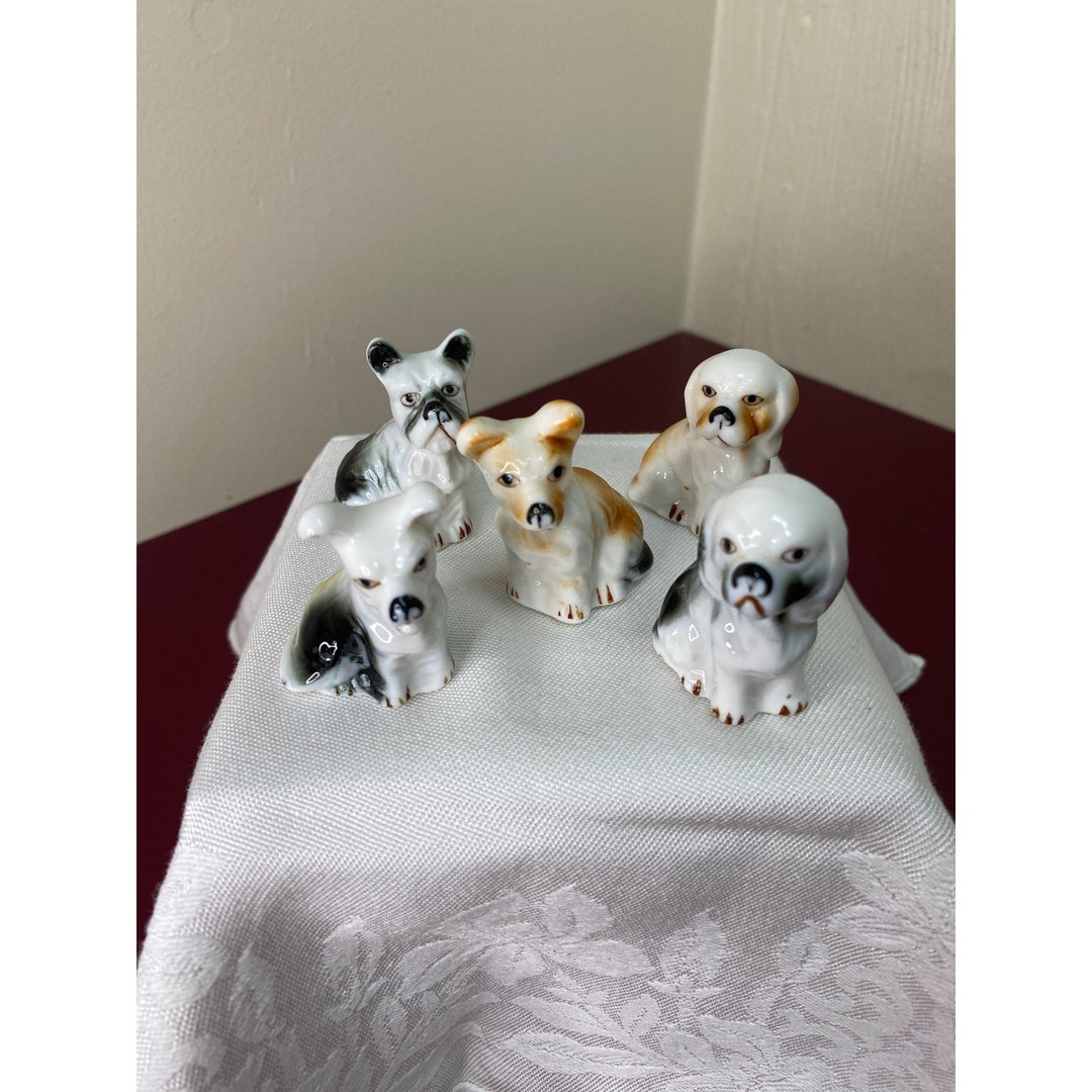 Vintage Porcelain Miniature Dog Figurines Lot of 5 Dog Lovers Etsy