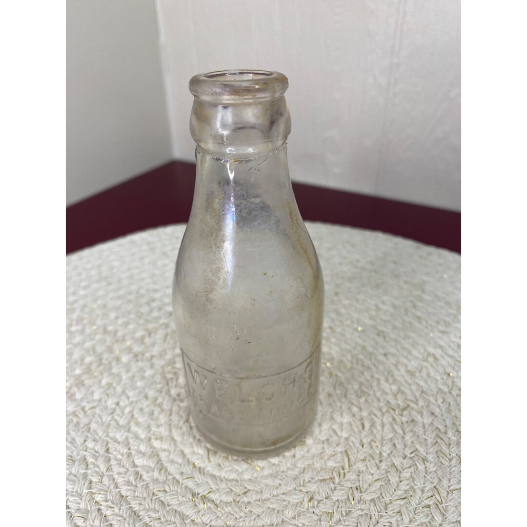 Vintage Embossed Welchs Grape Juice Glass Bottle Junior Size Etsy