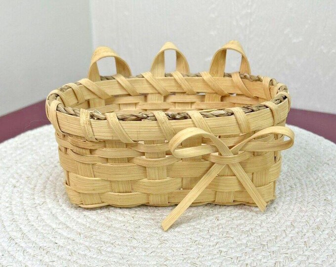 Hand Made White Oak Reed Basket Hanging Artist Signed With Bow - Etsy