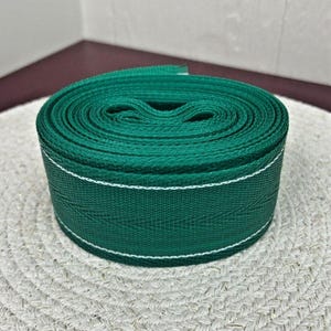 VTG Replacement Webbing Roll Aluminum Lawn Chairs MCM Green White Stripe 2.25"
