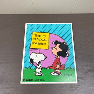 Playskool Peanuts Snoopy Lucy Board Puzzle National Dog Week 1958 United Features Syndicates 230-13 image 1