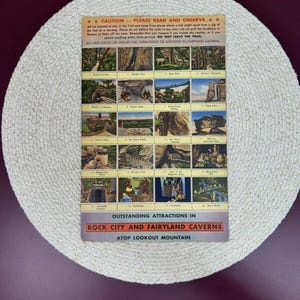 VTG 1952 Riesenpostkarte Rock City Fairyland Caverns Lookout Mountain Souvenir