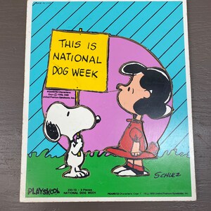 Playskool Peanuts Snoopy Lucy Board Puzzle National Dog Week 1958 United Features Syndicates 230-13 image 2