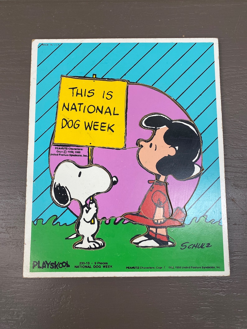 Playskool Peanuts Snoopy Lucy Board Puzzle National Dog Week 1958 United Features Syndicates 230-13 image 2