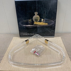 Retro Clear Acrylic Floating Shelf for Corner Gold Accent