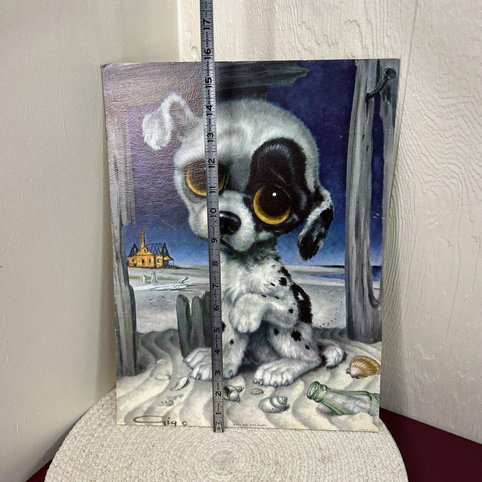 Vintage Unframed Pity Puppy Picture by Gig Sad Big Eyed Dog Vintage Unframed Pity Puppy Picture by Gig Sad Big Eyed Dog