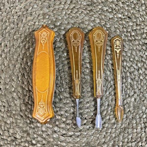 4 pc Early Celluloid Vanity Nail Manicure Set Buffer Cuticle