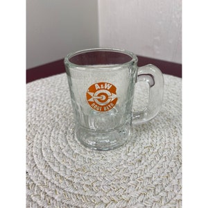 Antique A&W Root Beer Glass Mug 3oz 1930 Orange Bullseye Logo