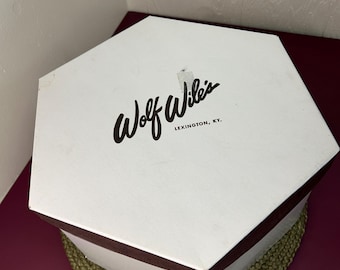 Vintage Wolf Wile’s Cardboard Hat Box Lexington KY Hexagon Shaped