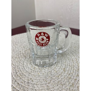 Antique A&W Root Beer Glass Mug 3oz 1930 Round Bullseye Logo