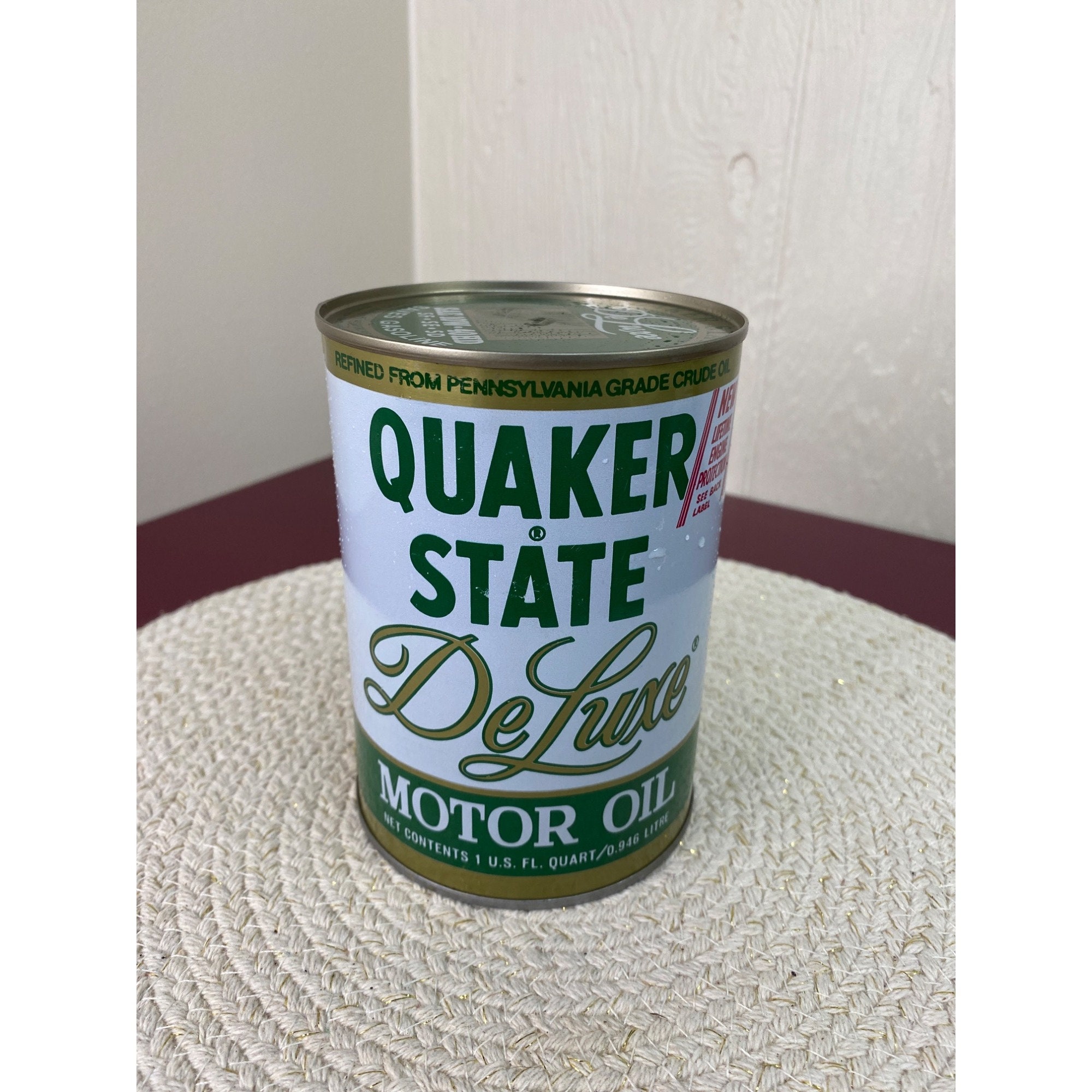 Vintage Quaker State Deluxe Motor Oil Metal Container Opened - Etsy