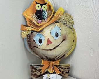 Vintage Scarecrow W/ Owl Die Cut Wall Decor Halloween