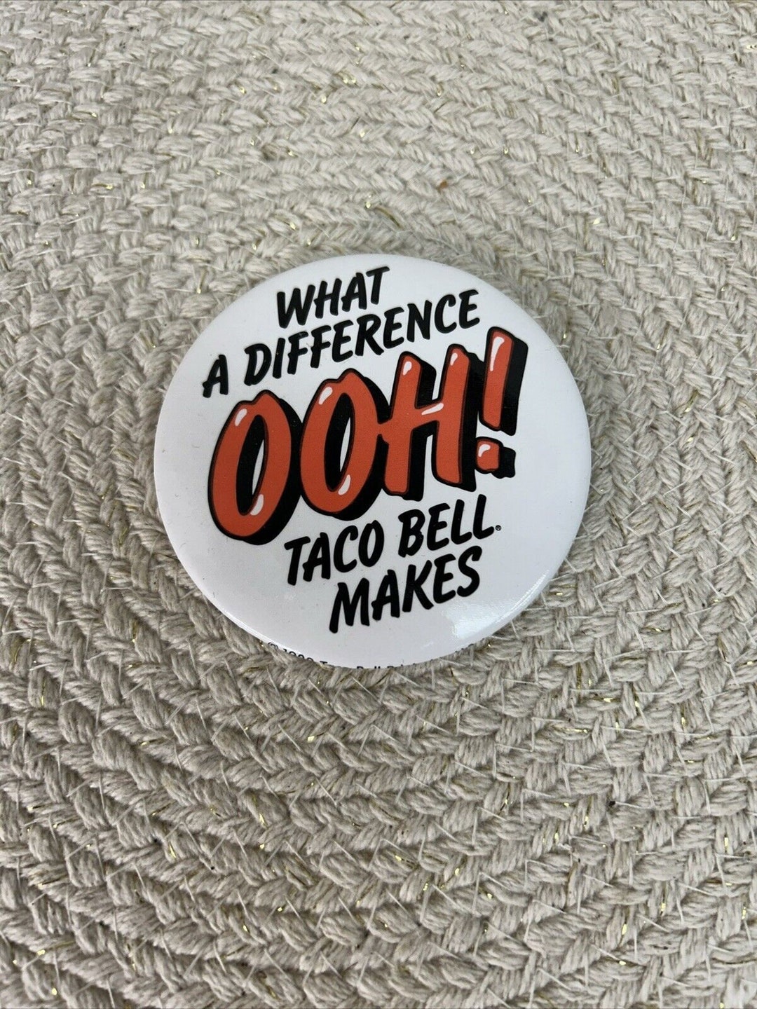 Vintage 1982 Taco Bell Pinback Button Badge Made in USA 3