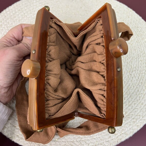 Antique Victorian Style Ladies Fabric Handbag Bak… - image 6