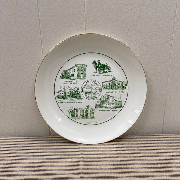 Brown City Michigan Centennial Commemorative Plate 1976