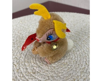 Vintage Rudolph The Red Nose Reindeer Pencil Topper Clip On Ornament Plastic Face