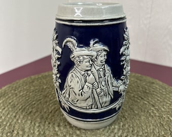 Cobalt Blue Beer Stein Salt Glaze Stoneware Germany Bute Waid Jagers Freud