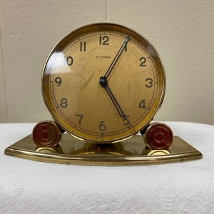 Antique Brass CYMA Watch Co. Swiss Wind Up Alarm Clock
