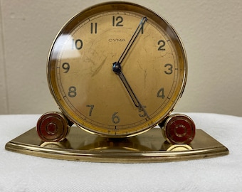 Antique Brass CYMA Watch Co. Swiss Wind Up Alarm Clock