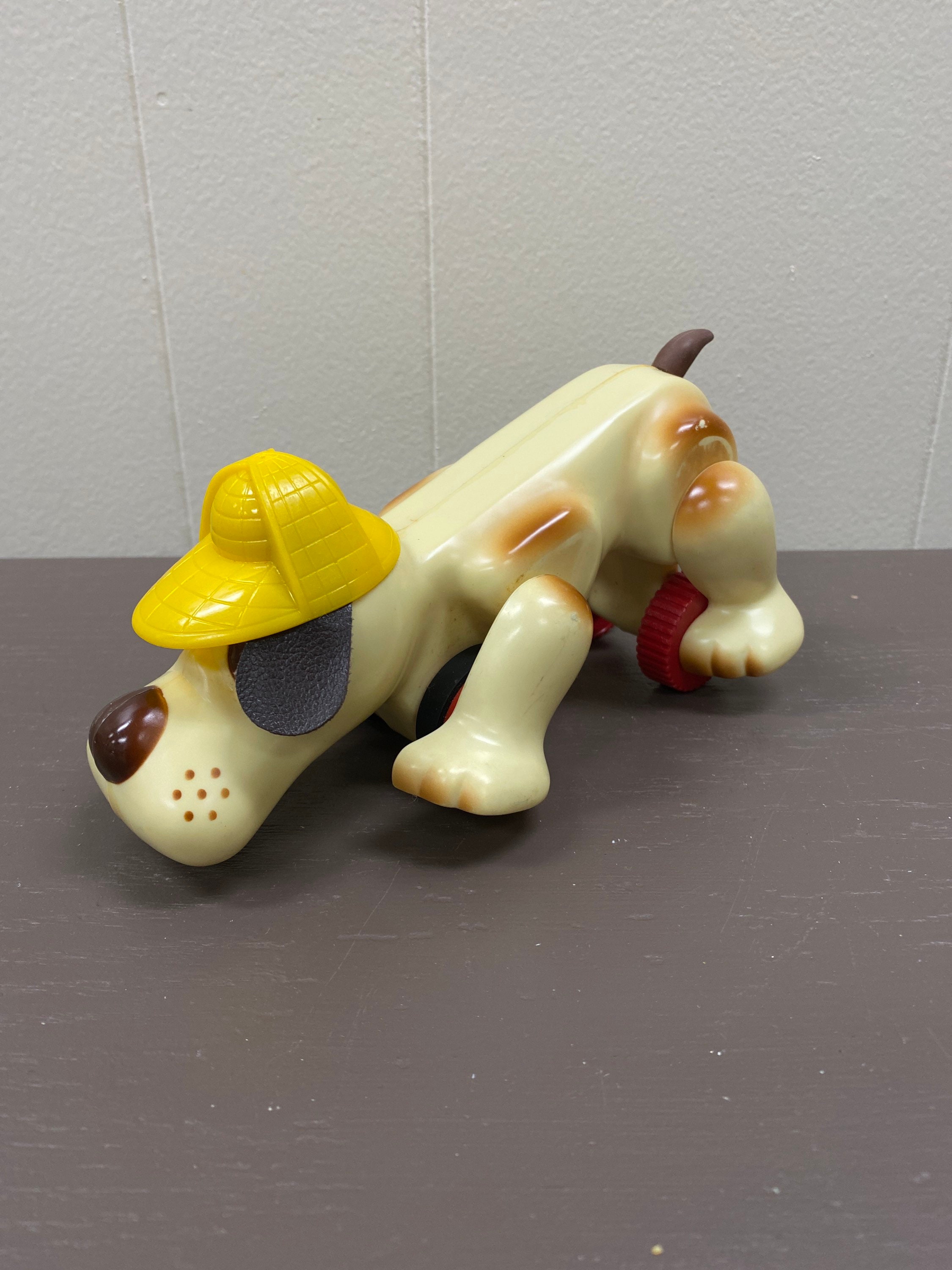 Vintage Hard Plastic Sniffing Hound Dog Push Toy Etsy