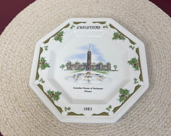 Johnson Bros. England Christmas House of Parliament Ottawa Canada Plate 1983