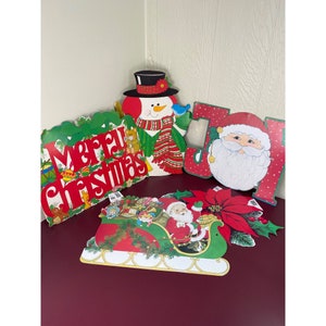 Vintage Cardboard Christmas Holiday Cutout Decorations 1960s