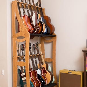 DRS Racks AB14-Bamboo **14 space stacking Guitar Stand**