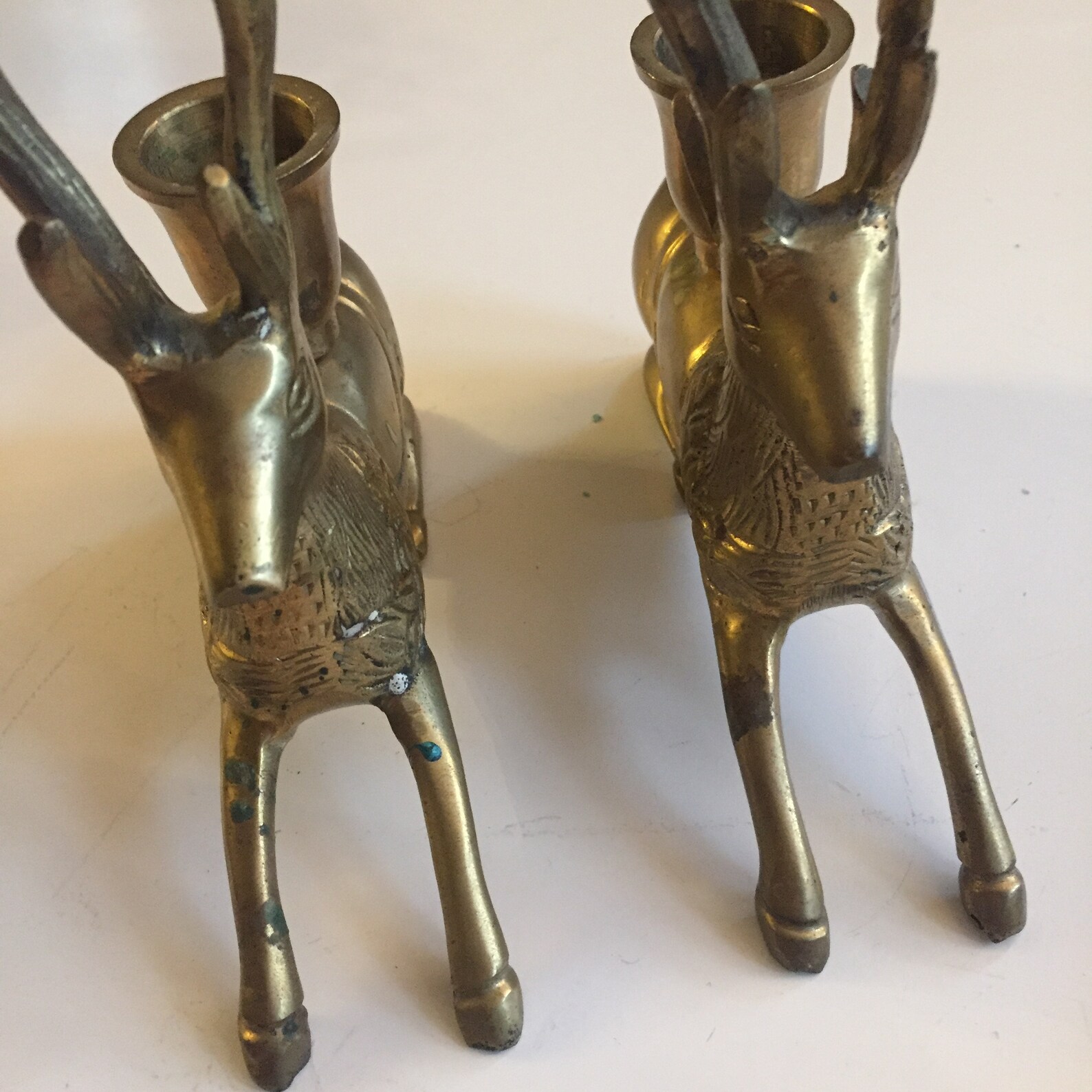 Brass Reindeer Candle Holders Pair Etsy