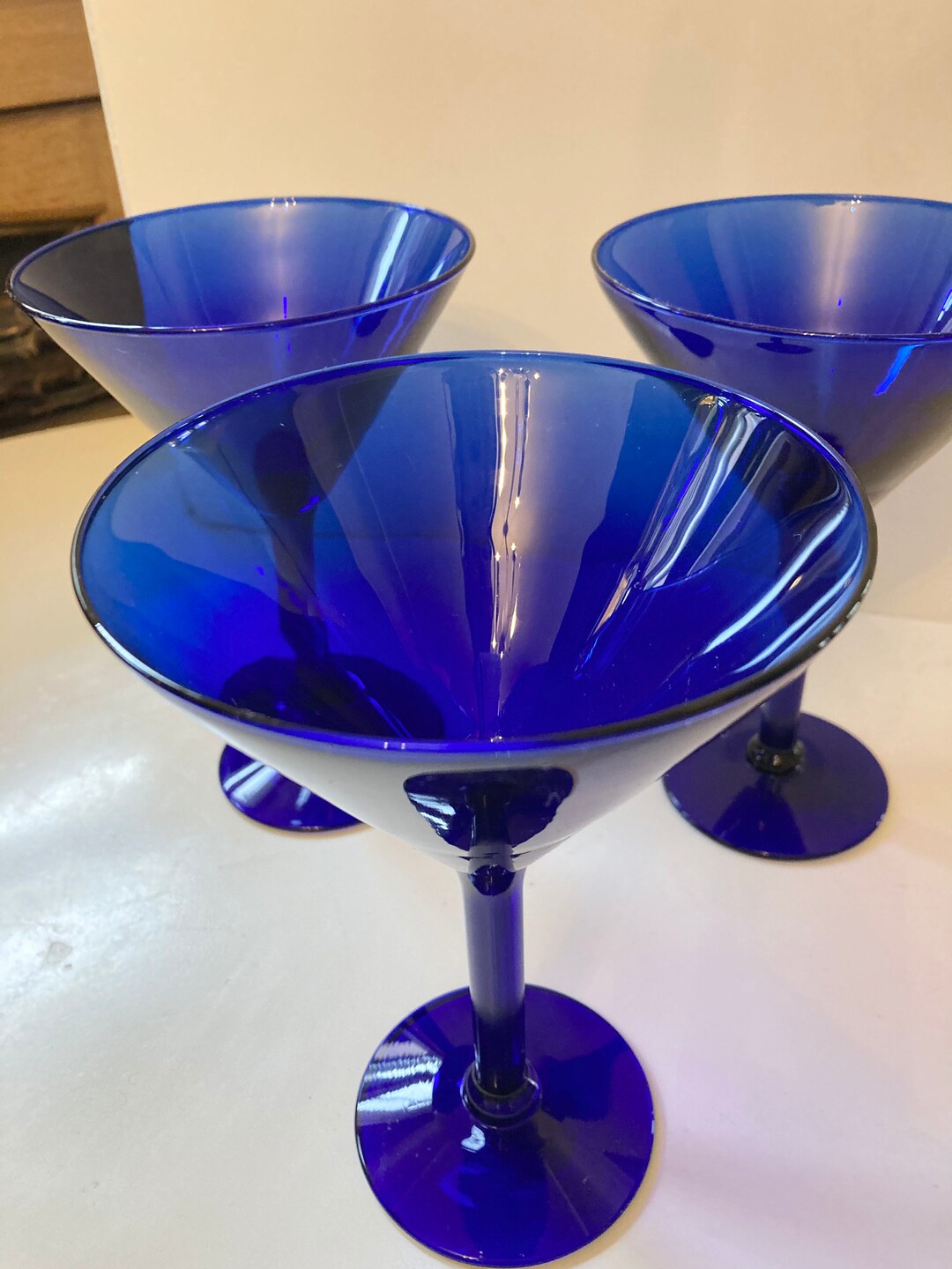 Vintage Cobalt Blue Martini Glasses 3 Etsy Australia