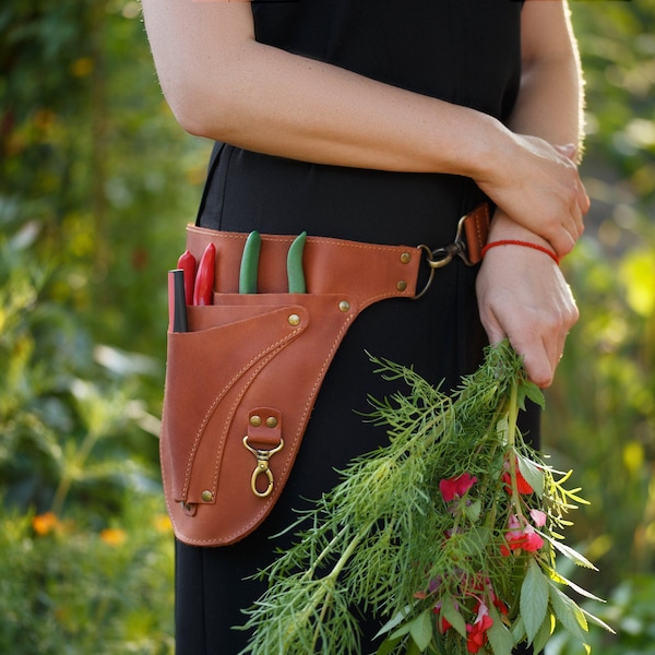 Floristen Leder-Werkzeuggürtel, Leder-Werkzeugtasche, Gartengürtel, Floristen-Werkzeugtasche, Floristengeschenk, personalisierte Tasche