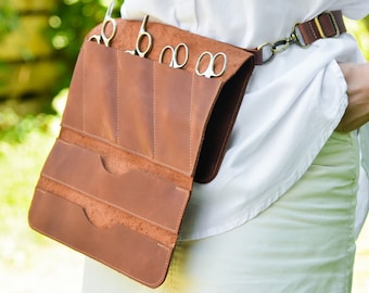 Friseurscherenhalter aus Leder, Werkzeuggürtel für Barbiere, Scherenholster für Friseure, Salonwerkzeug-Organizer, personalisiertes Geschenk für Barbiere
