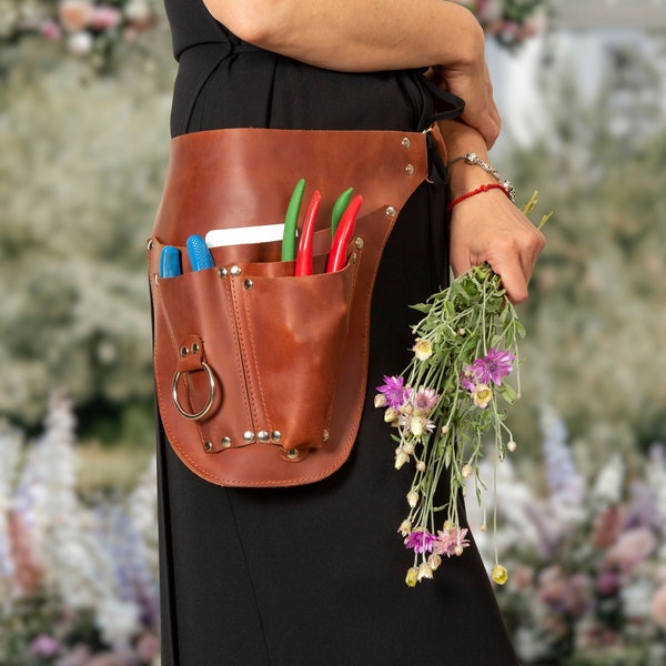 Leder Werkzeuggürtel mit Telefontasche, personalisierter Werkzeuggürtel aus Leder, Gartenarbeit Gürtel, Floristengeschenk Werkzeugtasche Gürtel, Landwirt Werkzeug Gürteltasche