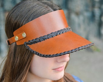 Brown Leather Visor For Women, Leather Visor Hat, Leather Visor For Men, Visor Cap, Sun Visor