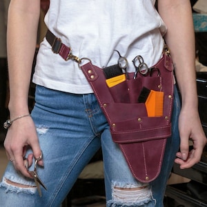 Stylist Werkzeugtasche, Leder Werkzeugtasche, Friseur Werkzeug Tasche, Scheren Halter, Hairstylist Werkzeug Tasche, Friseur Werkzeug Halter Bild 1