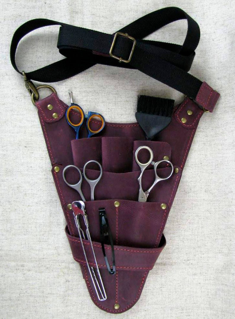 Stylist Werkzeugtasche, Leder Werkzeugtasche, Friseur Werkzeug Tasche, Scheren Halter, Hairstylist Werkzeug Tasche, Friseur Werkzeug Halter Bild 2