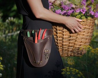 Leather Tool Belt, Leather Tool Pouch, Florist Tool Bag, Garden Belt, Farm Belt,  Gift For Florist