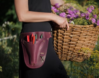 Cinto de ferramentas de couro, bolsa de ferramentas para florista, cinto de jardim, bolsa personalizada para jardim, presente para florista, bolsa para florista