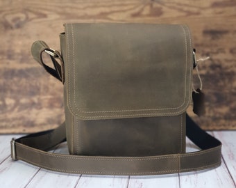 Personalized Leather Messenger Bag: Small Crossbody Satchel
