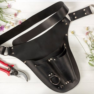 Leather Tool Belt with Phone Pocket, Personalized Tool Belt Leather, Gardening Belt, Florist Gift Tool Bag Belt, Farmer Tool Belt Pouch image 6