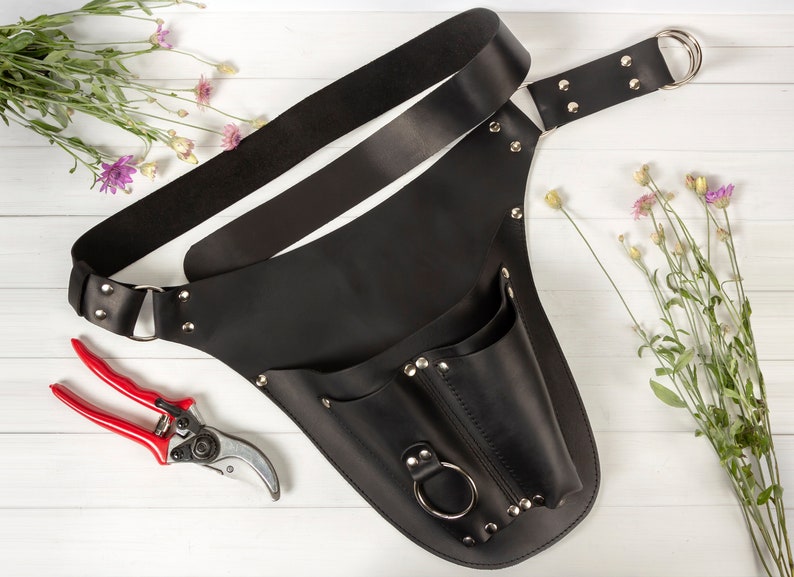 Leather Tool Belt with Phone Pocket, Personalized Tool Belt Leather, Gardening Belt, Florist Gift Tool Bag Belt, Farmer Tool Belt Pouch image 6